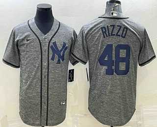 Mens New York Yankees #48 Anthony Rizzo Grey Gridiron Cool Base Stitched Jersey